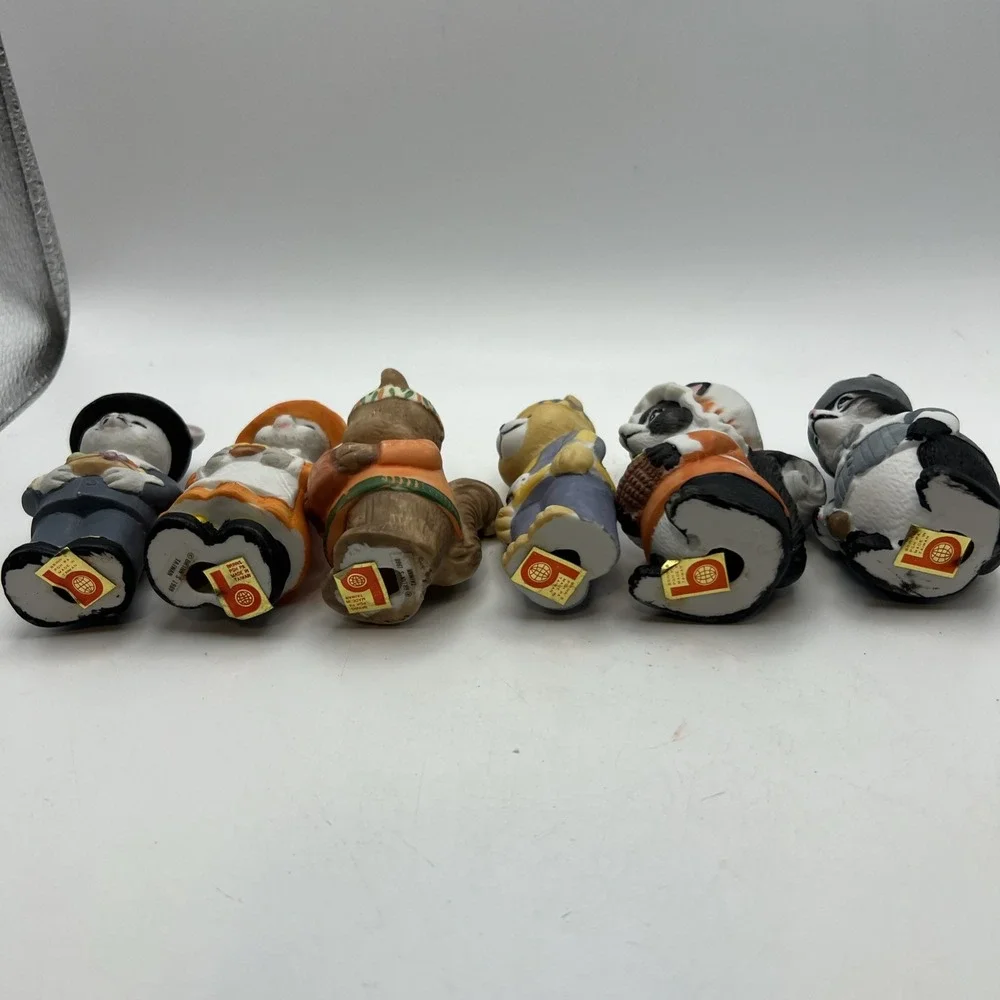 Vintage Brinn's Woodland Animals Thanksgiving Figurines Set of 6 Mice Skunk Bear